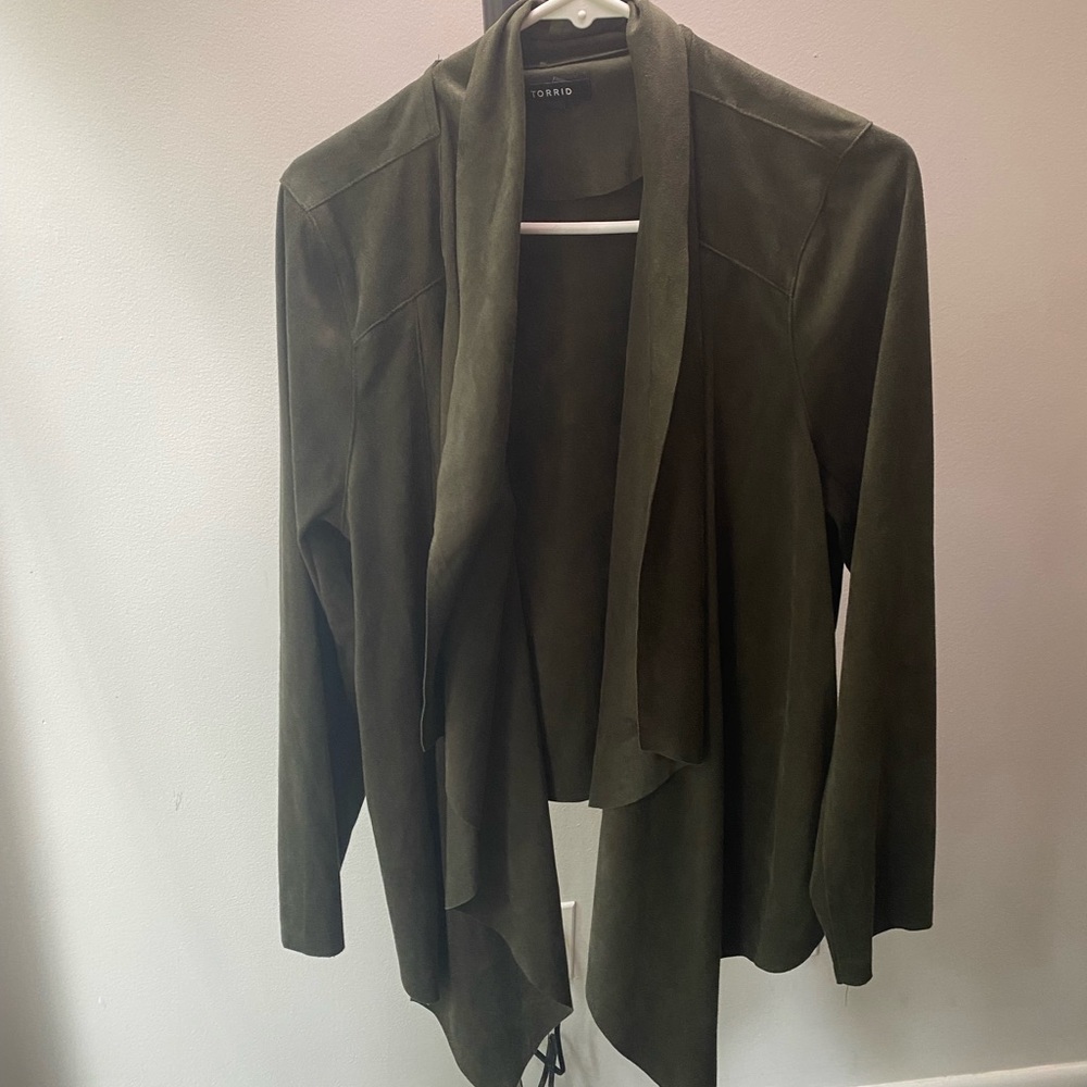 Torrid, suede green light jacket, 16